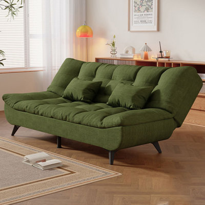 Vert / noir velours côtelé + bois massif + canapé-lit standard en acier au carbone