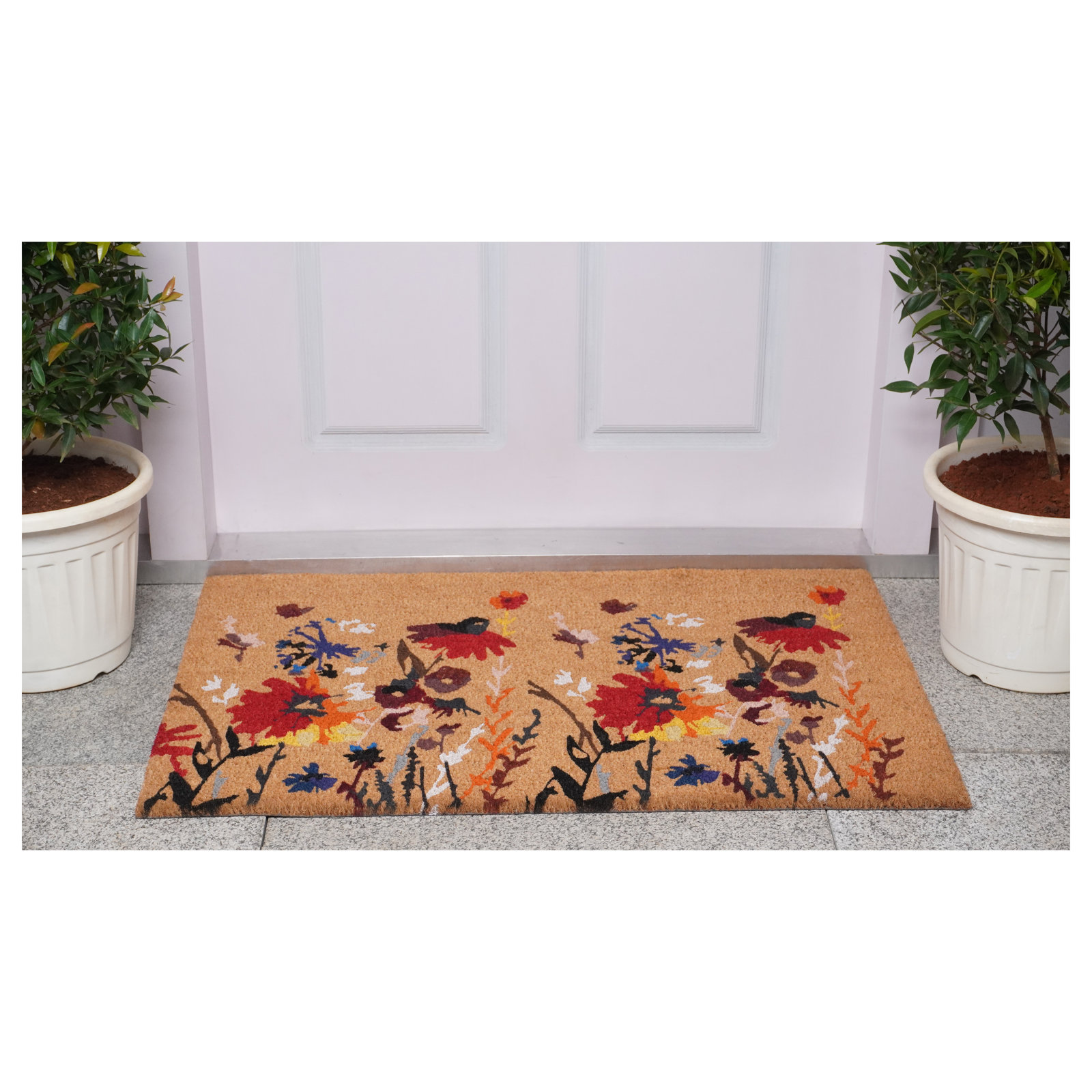 Non-Slip Floral Outdoor Doormat, 24" W x 36" L