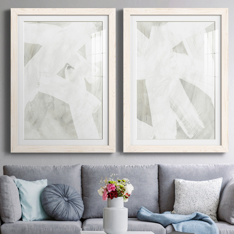 " Stone Brush I " Painting Print, White Framed, 31.5" H x 17" W x 1" D
