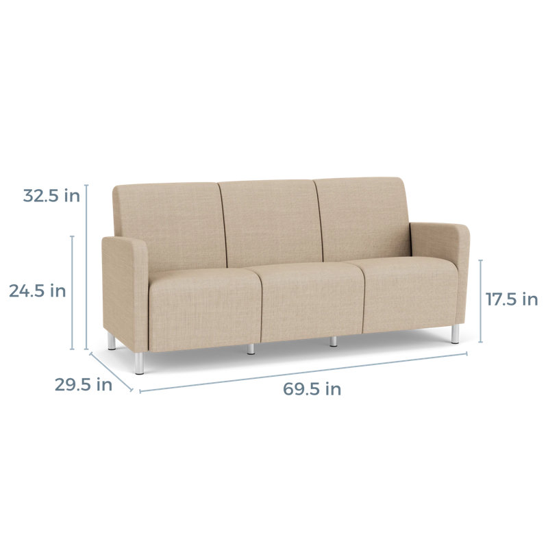 Fauteuil de réception 3 places Ravenna, Acier brossé, Chambray calcaire