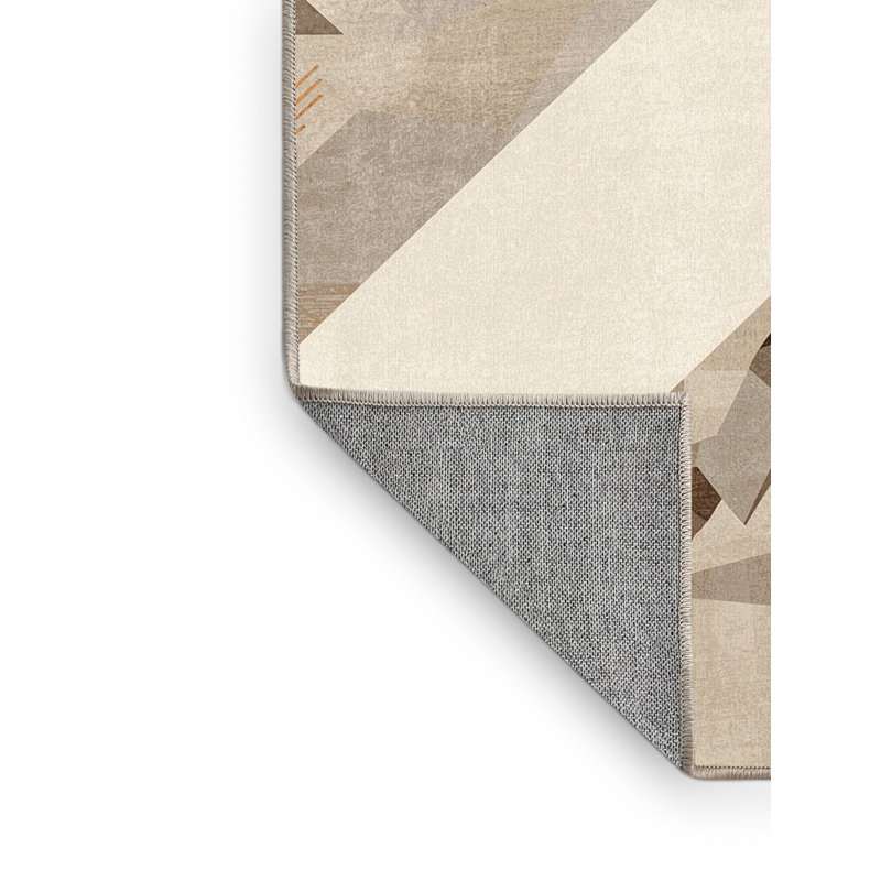 Machine Washable Bracondale Golf Driving Shot Modern Geometric Rug in Brown – Beige Binding, 6x9