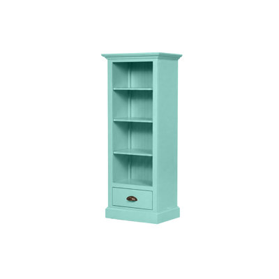 Coastal Solid Wood Bookcase with lower drawer