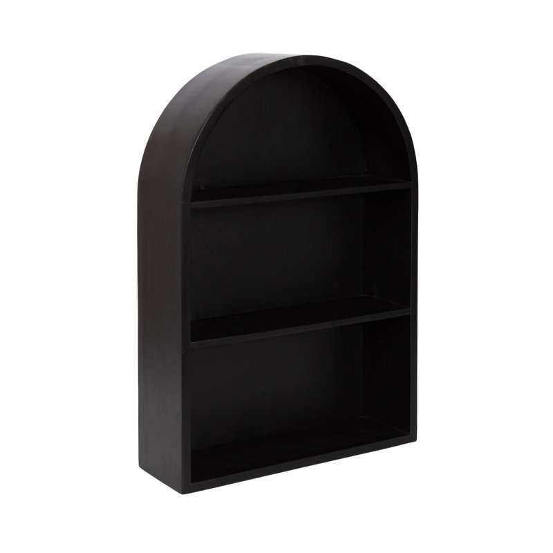 Arcott Wood Arched Wall Storage Shelf, Black