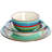 Service de table 12 pièces en grès multicolore vert