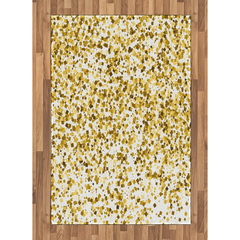 Abstract High Density Long Fiber Poly Threads Decorative Area Rug Carpet, Rectangle 4' x 5'8"