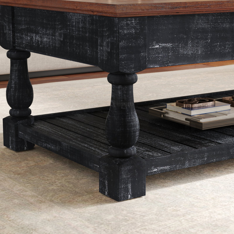 Table basse à plateau relevable rétro avec rangement