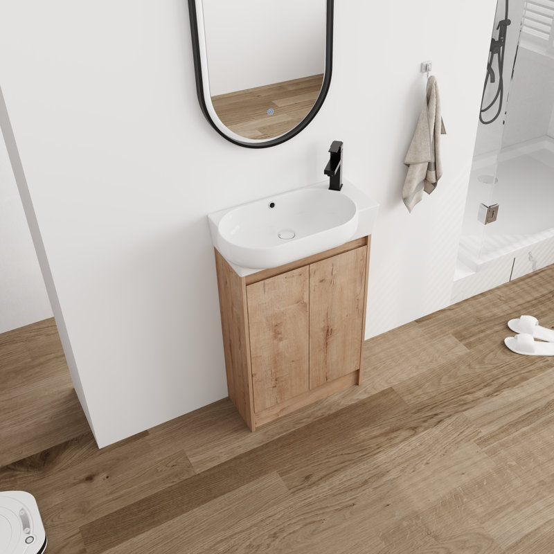 23'' Single Bathroom Vanity with Ceramic Top, Brown