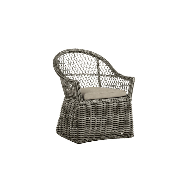 Soho Woven N-Dura Resin Wicker Outdoor Arm Chair, Black, Welt, Herringbone Sand