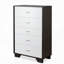 Commode 5 tiroirs blanche et espresso