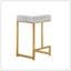 Tabouret de comptoir en velours blanc de 25 po de hauteur sans dossier en métal avec base dorée (ensemble de 2)-911005767-911005762
