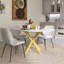 Table de salle à manger ronde moderne et simple avec pales extensibles, base en acier au carbone en X, robuste et durable, convenant aux restaurants, petits appartements et cuisines (peut accueillir 4 à 6 personnes) - Table seule