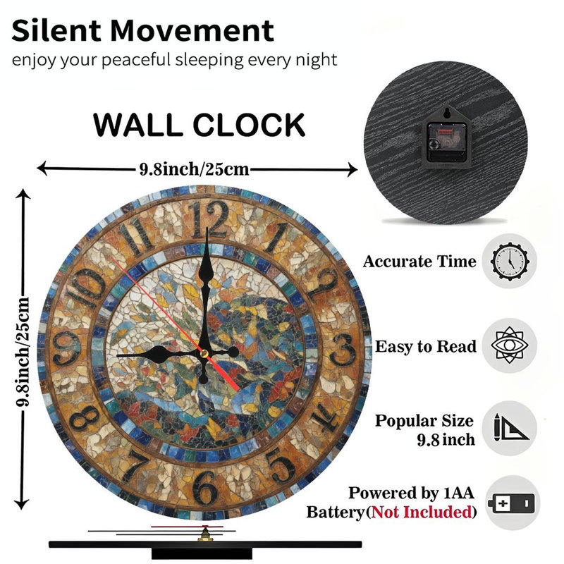 Horloge mosaïque avec arbre