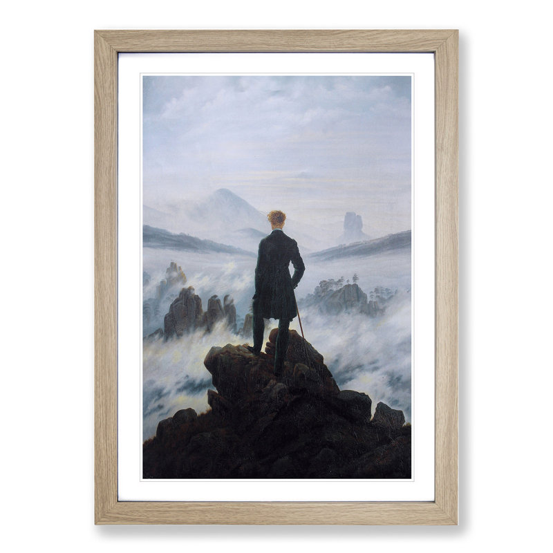 Wanderer Above the Sea of Fog Vol.2 by Caspar David Friedrich - Picture Frame Painting, Oak, 65cm H x 48cm W x 2cm D