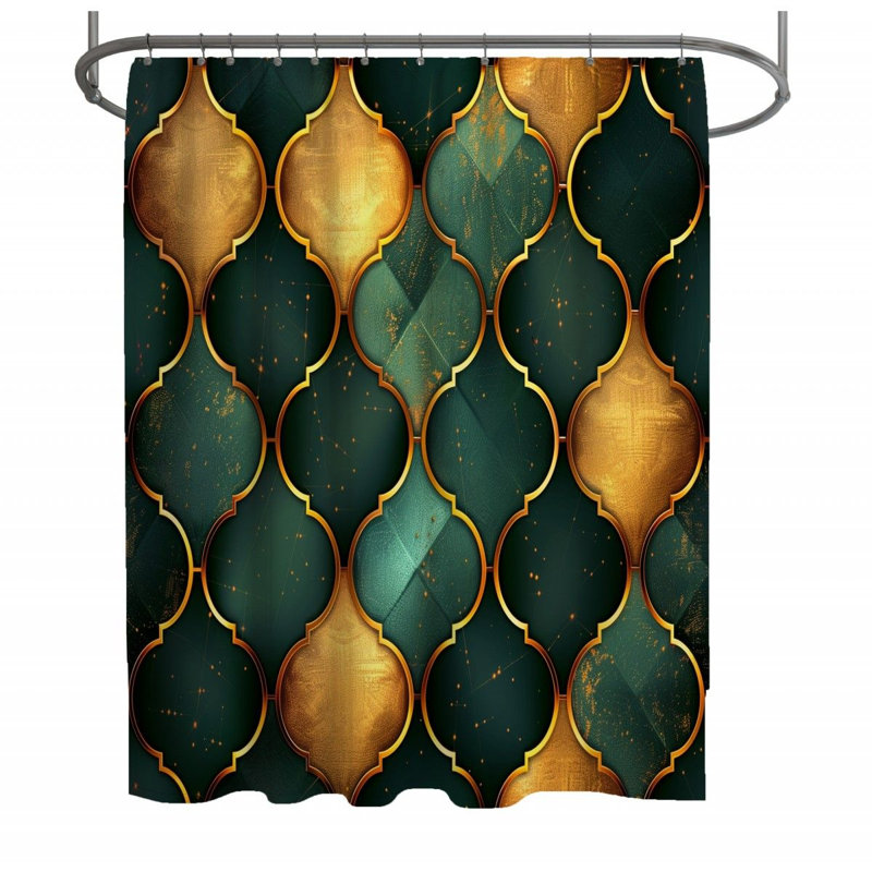 Moroccan Pattern Visual Geometric Shower Curtain, 70" W x 73" L