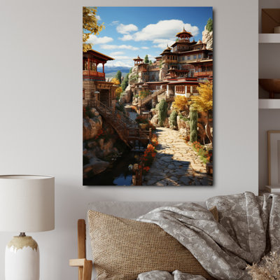 Art asiatique, monastère tibétain IV sur toile