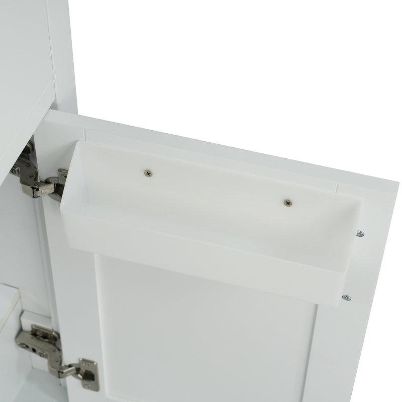 Meuble-lavabo de salle de bain avec lavabo en céramique et beaucoup de rangement, Blanc