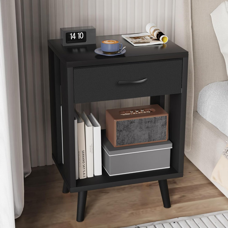 Table de chevet rustique brune - Conception unique avec amplement de rangement pour la chambre à coucher et le salon