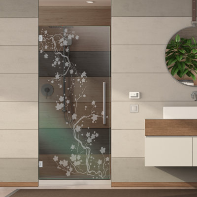 24 In W x 75 In H Frameless Glass Shower Door with Frosted Design
