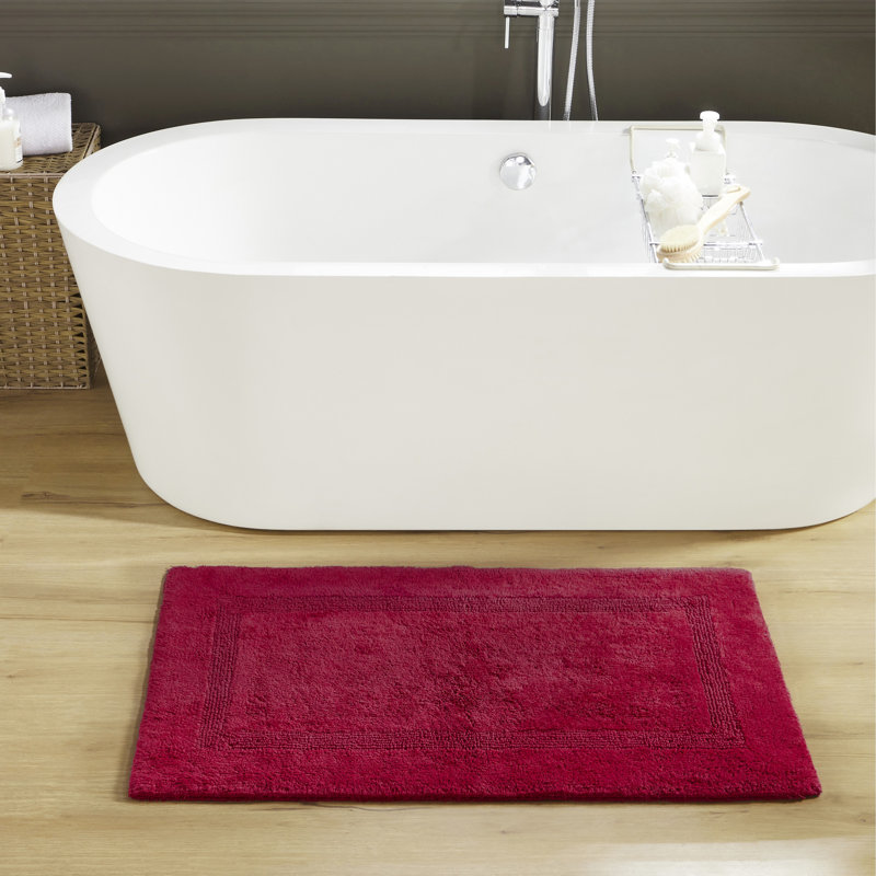 Rozanne Reversible Cotton Bath Rug, Red, 24" x 40" Rectangle