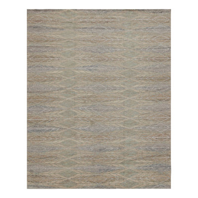 Scandinavian Hand Knotted Wool Geometric Area Rug