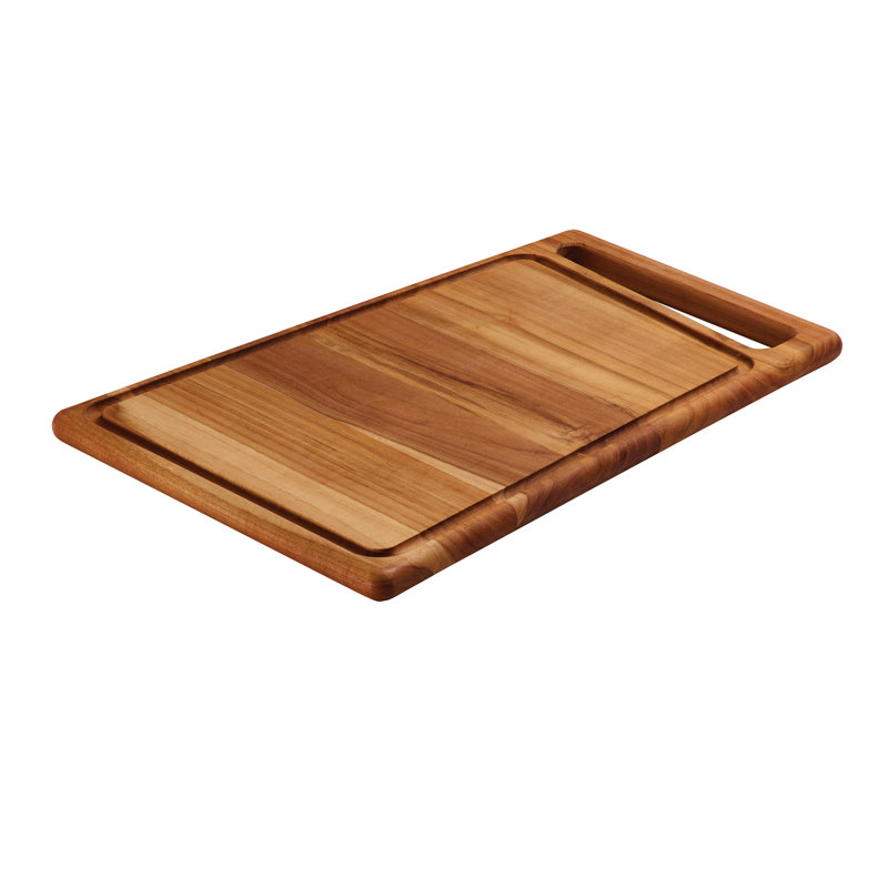 Teak Wood Rectangular Cutting Board with Groove, 15.75 x 10.63 inches