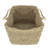 Set of 4 Rustic Beige Square Wicker Table and Floor Baskets