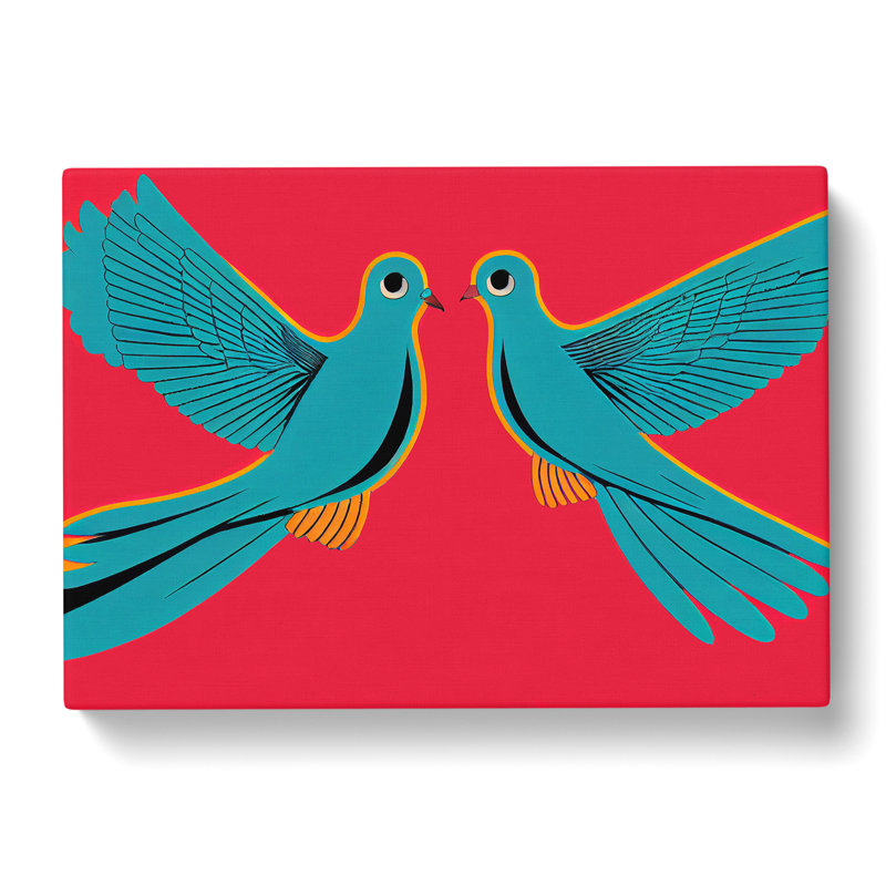 Artsy Dove Birds - Wrapped Canvas, 50cm H x 76cm W x 3cm D