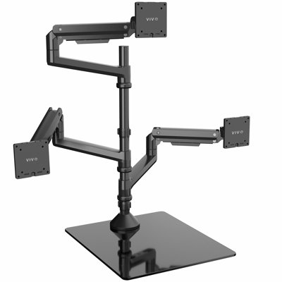 Triple support de bureau VIVO Pneumatic Triple Ultrawide, écrans d'ordinateur jusqu'à 49 pouces