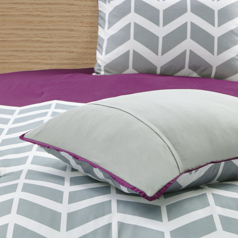 Teal and Gray Microfiber Twin Reversible Comforter Set
