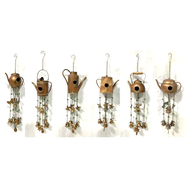 36" Long Rectangular Teapot Birdhouse Wind Chimes