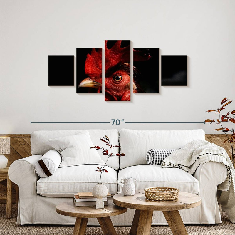 Tête de coq de près, H 24 po x l 55 po