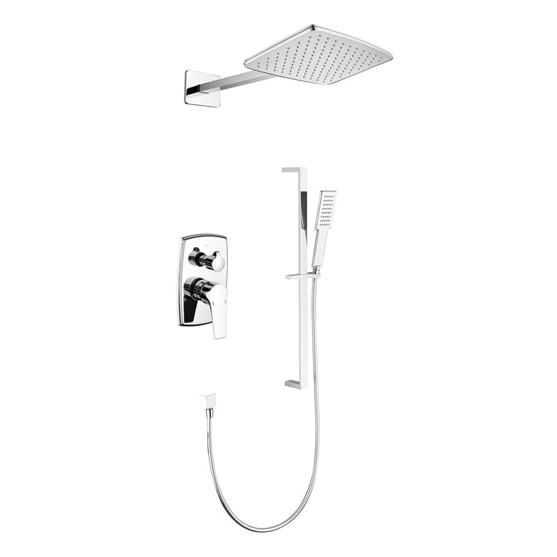 Système de douche pour baignoire -, fait de matériaux solides, avec pomme de douche, douche à main, barre coulissante, finition, soupape d'équilibrage adaptée à la salle de bain et tête en acier inoxydable laiton, utilisation