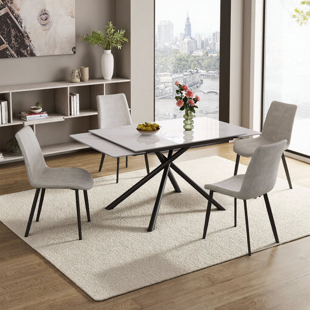 Ivy Bronx Retractable Sintered Stone Dining Table Set - Modern ...