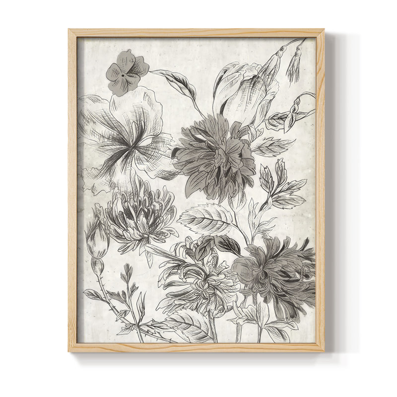 Potpourri Impression II Framed Print - Solid Wood, Natural, 11" H x 9" W