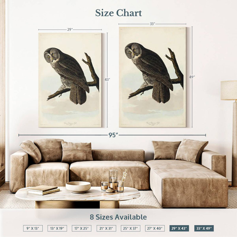 Brampt Great Cinereous Owl, 48" H x 32" W