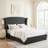 57" Velvet Button Tufted Wingback King Bed Frame with Storage Drawers, No Box Spring Needed, Black-11630335-11630332