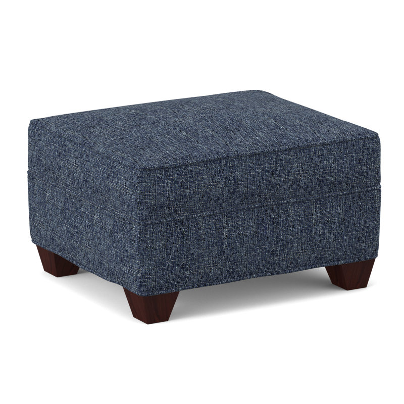 Phillips 26" Wide Rectangle Standard Ottoman, Empire Mahogany, Connelly Blue Jay