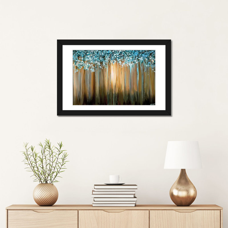 Swiger " Paradise " by Osnat Tzadok, 24" H x 32" W x 1" D, Black Framed Fine Art Paper, White