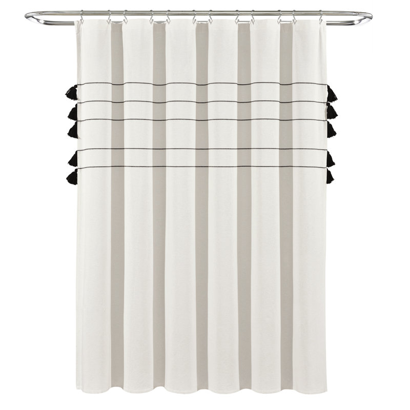 Cotton Blend Striped Shower Curtain