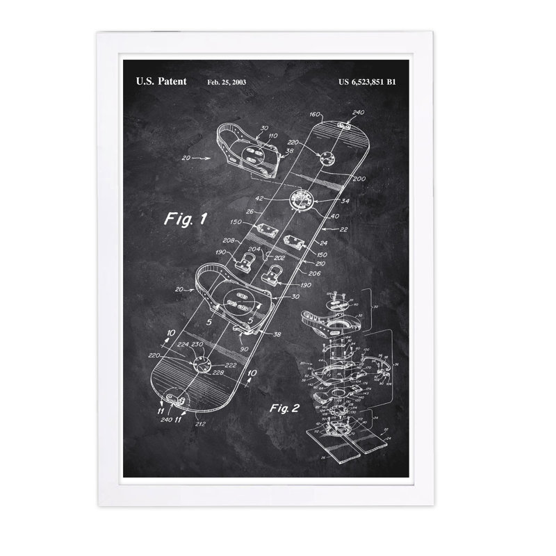 «Snowboard 2003 Chalkboard», impression encadrée, H 13 po x l 19 po x P 0,75 po, Cadre blanc