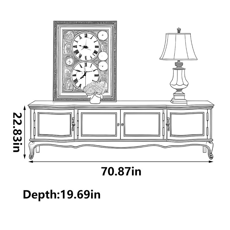 Grand meuble télé avec rangement American Classic, 70.87"