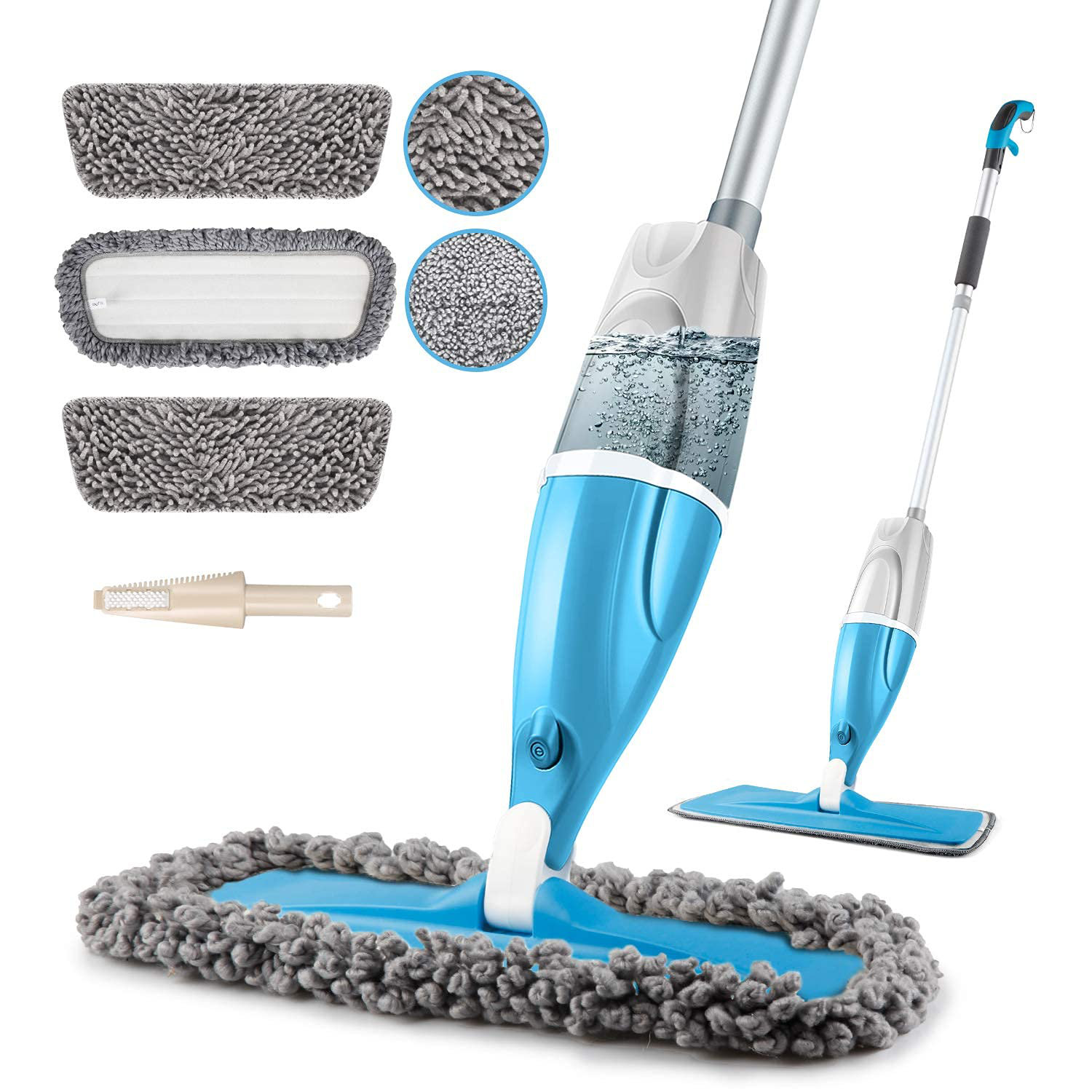 MEXERRIS Microfiber Floor Mop for Hardwood Cleaning - 360 Rotating Dust Wet Mop