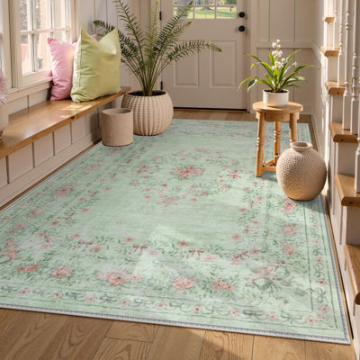 Tapis lavable à motif floral pour chambre d'enfant Kaldi