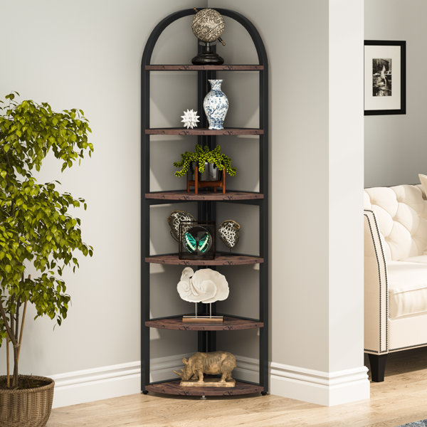 Hosfais S-Shaped Bookshelf, 3 Tier Bookcase, Small Bookshelf for