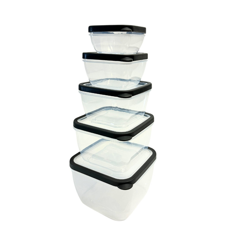 Contenant alimentaire Damiyan - Ensemble de 5, Noir