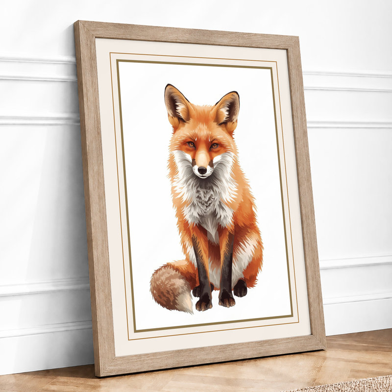 Fox Portrait Boho - Framed Print, A4 - 29.7 x 21.0 cm, Oak