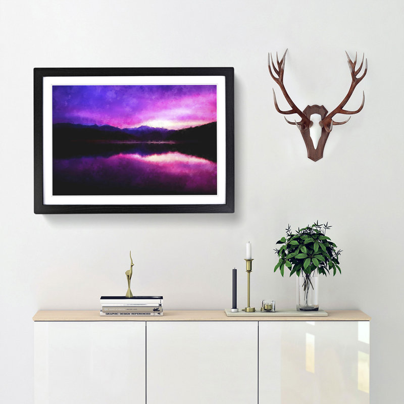 Purple Mountains - Framed Print, 62cm H x 87cm W x 2cm D, Black Framed