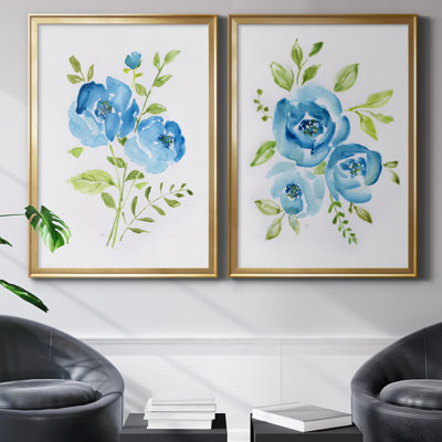 «Blue Morning Bouquet I», ensemble de 2 reproductions d'art