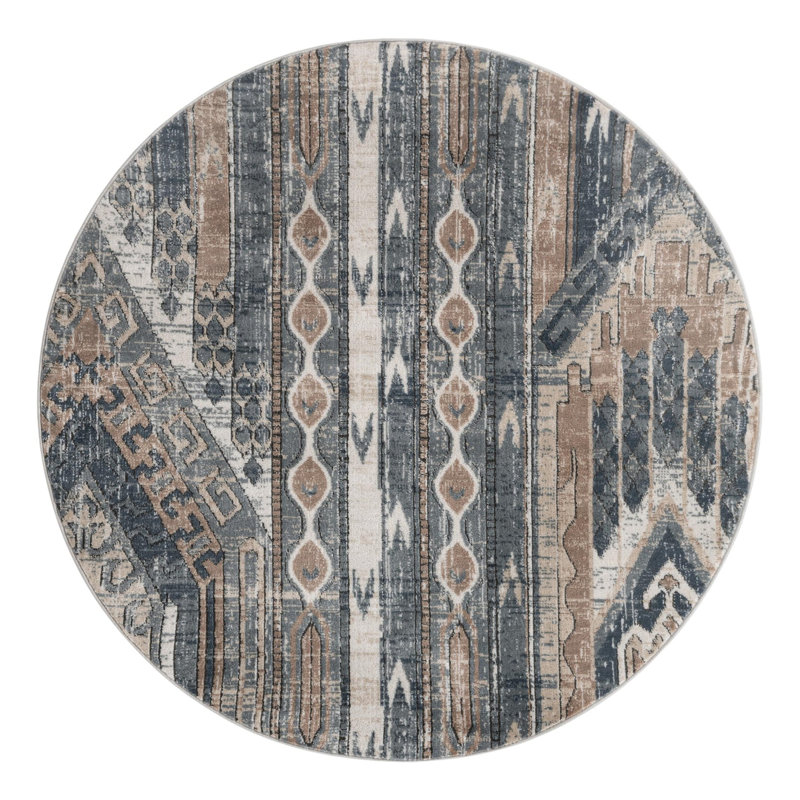 Tapis bleu marine / ivoire Josephus, Rond 5 pi 3 po