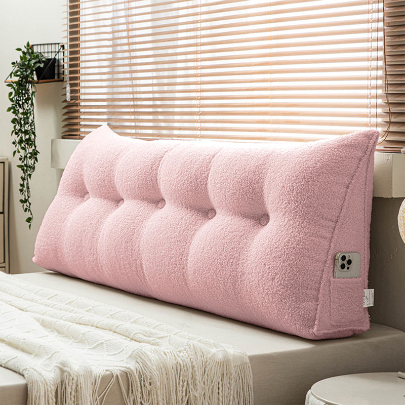 Coussin de tête de lit triangulaire, Rose, H 19,7 po x l 59 po
